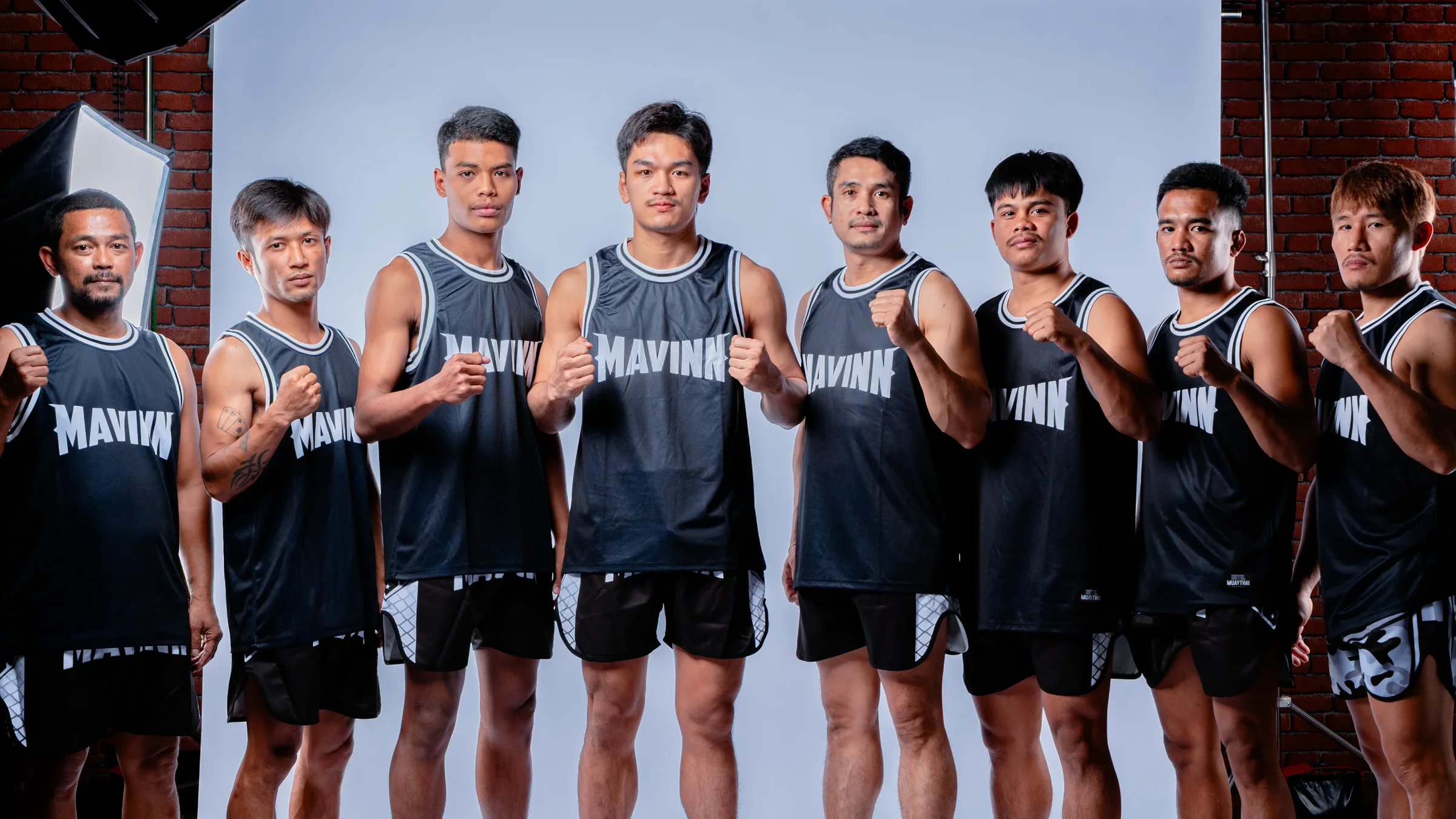 Gym The MAVINN Muay Thai team lined up together at the gym